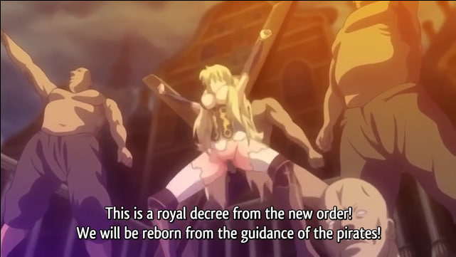 Blonde anime princesses get fucked gangbanged by filthy pirates