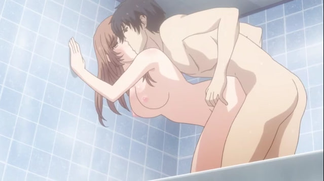 Romantic married couple have sex in the shower