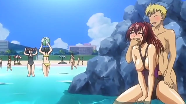 Fucking anime teen girl in hot swimsuit outside public swimming pool